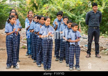 Indien, Rajasthan state, Ranakpur, Vinayak Public School Stockfoto