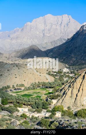 Sultanat von Oman, Gouvernorate Al-Batinah, Wadi Bani Awf in Al-Hajar-Gebirge-Bereich, Az Zammah Dorf Stockfoto