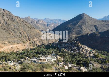 Sultanat von Oman, Gouvernorate Al-Batinah, Wadi Bani Awf in Al-Hajar-Gebirge-Bereich, Bilad Sayt Dorf Stockfoto