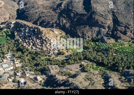 Sultanat von Oman, Gouvernorate Al-Batinah, Wadi Bani Awf in Al-Hajar-Gebirge-Bereich, Bilad Sayt Dorf Stockfoto