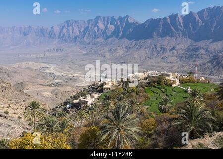 Sultanat von Oman, Gouvernorate Al-Batinah, Al Hajar Bergkette, Art Dorf im Wadi Mistall Stockfoto