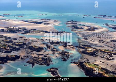 Frankreich, Manche, Chausey Inseln, die Springflut des 21. März 2015 (Luftbild) Stockfoto