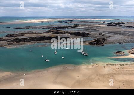 Frankreich, Manche, Chausey Inseln, die Springflut des 21. März 2015 (Luftbild) Stockfoto