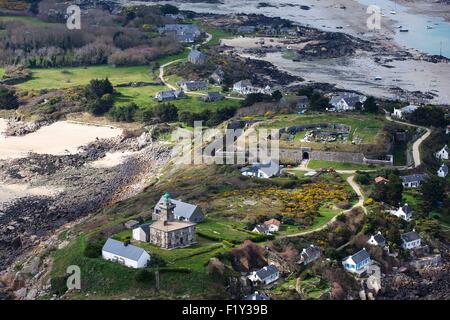 Frankreich, Manche, Chausey Inseln, die Springflut des 21. März 2015 (Luftbild) Stockfoto