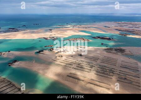 Frankreich, Manche, Chausey Inseln, die Springflut des 21. März 2015 (Luftbild) Stockfoto