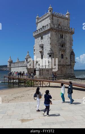 Portugal, Lissabon, Turm von Belem (Torre de Belem), ein UNESCO-Weltkulturerbe Stockfoto