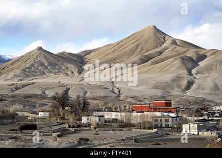 Nepal, Gandaki zone, Upper Mustang (nahe der Grenze zu Tibet), der ummauerten Stadt Lo Manthang, der historischen Hauptstadt des Königreich Lo Stockfoto