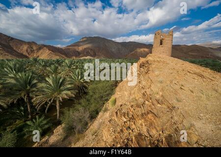 Oman, Djebel Shams, Birkat Al Mawz Dorf und Oase Stockfoto