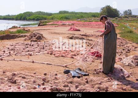 Marokko, Nador Lagune, Fischer Stockfoto