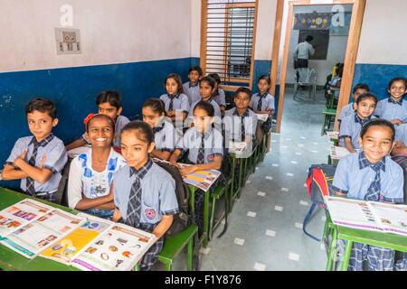 Indien, Rajasthan state, Ranakpur, Vinayak Public School Stockfoto