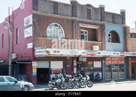 Spezialist für Moto Guzzi Motorrad speichern laden in St. Peters, Stadtteil von Sydney, Australien Stockfoto