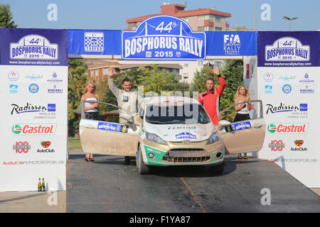 Ferhat Tanribilir Ford Fiesta R2 Podium Zeremonie Bosporus Rallye 2015 Stockfoto