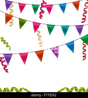 Bunte Ammern Fahnen, Girlanden und Serpentin Stock Vektor