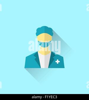 Ikone der Arzt mit Schatten in modernen flachen Design-Stil Stock Vektor