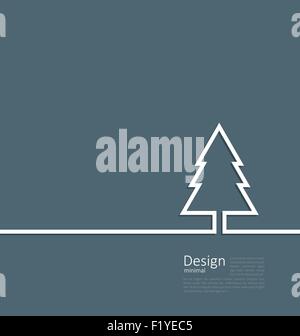 Lakonischen Design Xmas Tree Tanne auf Sauberkeit Linie flach Vorlage c Stock Vektor
