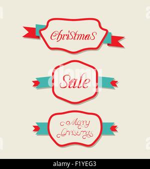 Christmas set Variation Vintage Etiketten mit text Stock Vektor