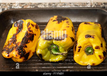 Paprika gegrillt auf der Grillplatte Stockfoto