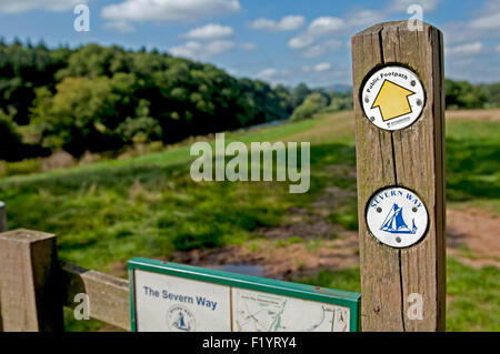 Die Severn Weg Fußweg Zeichen, Severn Stoke, Worcestershire, England, UK Stockfoto