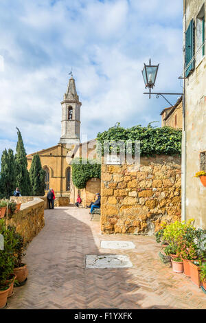 PIENZA, Italien - 25. Januar 2015: street View von Altstadt und Val d ' Orcia Tal in Pienza, Italien. Stockfoto