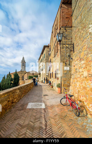 PIENZA, Italien - 25. Januar 2015: street View von Altstadt und Val d ' Orcia Tal in Pienza, Italien. Stockfoto