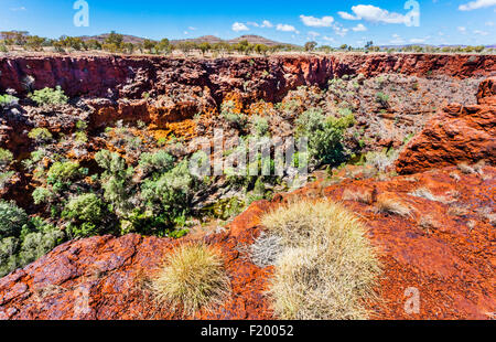 Australien, Western Australia, Pilbara, Hamersley Range, Karijini-Nationalpark anzeigen vom Rand des Dales Gorge Stockfoto