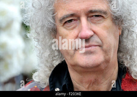 Brian May, ehemaligen Gitarrist der Königin, Kampagnen die Protest gegen das Versagen Badger Cull Politik, Westminster, 8. September 2015 Stockfoto