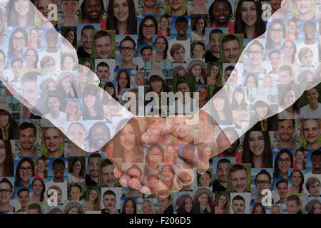 Geschäftsmann Handshake Erfolg im Geschäft-Collage mit erfolgreichen Menschen Hintergrund Stockfoto