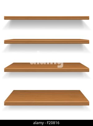 Holzregale Vektor-Illustration isoliert auf weißem Hintergrund Stock Vektor