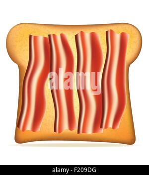 Toast mit Speck-Vektor-Illustration isoliert auf weißem Hintergrund Stock Vektor