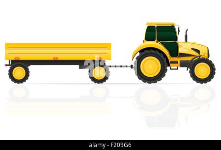 Traktor-Anhänger-Vektor-Illustration isoliert auf weißem Hintergrund Stock Vektor