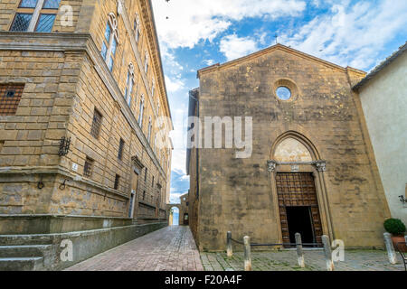 PIENZA, Italien - 25. Januar 2015: street View von Altstadt und Val d ' Orcia Tal in Pienza, Italien. Stockfoto