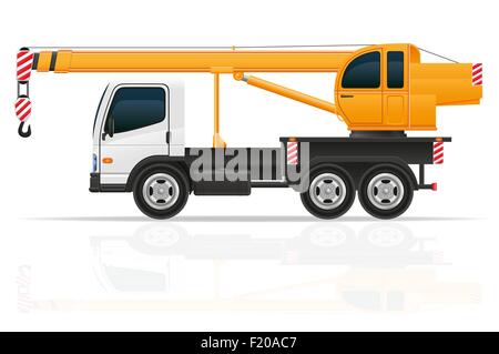 LKW-Kran für Bau-Vektor-Illustration isoliert auf weißem Hintergrund Stock Vektor