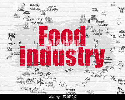Manufacuring Konzept: Lebensmittelindustrie auf Wand Hintergrund Stockfoto