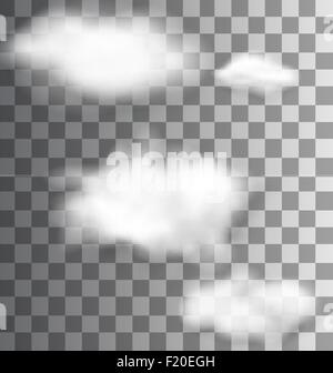 Set flauschige Wolken Transparent Stock Vektor