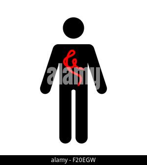 Menschlichen Symbol mit Ebola-Virus-Erreger isoliert auf weißem staatlich Stock Vektor