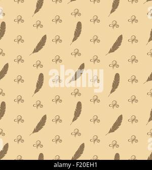 Abbildung Musterdesign Federn mit Ornament-Elemente, Retro-Textur Stock Vektor