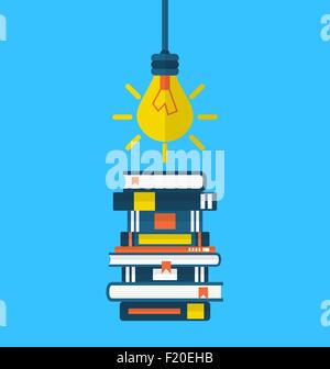 Konzept Bildung und lernen, flache Ikonen der Heap Lehrbücher und Stock Vektor