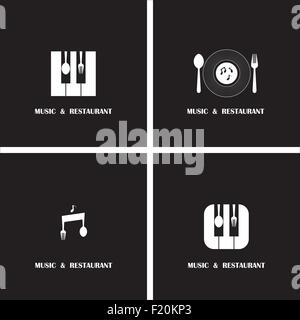 Kreative Musik und Restaurant Symbol abstrakte Logo Design-Vorlage. Unternehmen kreative Logo Symbol. Stockfoto