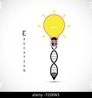Kreative Glühbirne Idee Bleistift Konzept und DNA-Symbol. Bildung und Business-Konzept. Stockfoto