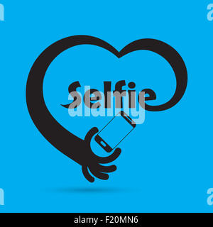 Einnahme von Selfie Porträtfoto auf Smartphone-Konzept-Symbol. Selfie-Konzept-Design-Element. Vektor-illustration Stockfoto