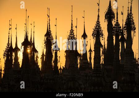 Myanmar (Burma), Shan-Staat, Pao Stamm, Kakku, Kakku Pagode mit seinen 2500 Stupas Stockfoto