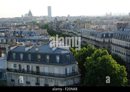 Frankreich, Paris, der Baum durchbohrt den Boulevard Richard Lenoir (Luftbild) Stockfoto