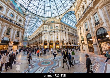 Italien, Lombardei, Mailand, Galerie Vittorio Emmanuel II, Einkaufspassage, erbaut im 19. Jahrhundert von Giuseppe Mengoni Stockfoto