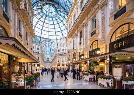 Italien, Lombardei, Mailand, Galerie Vittorio Emmanuel II, Einkaufspassage, erbaut im 19. Jahrhundert von Giuseppe Mengoni Stockfoto