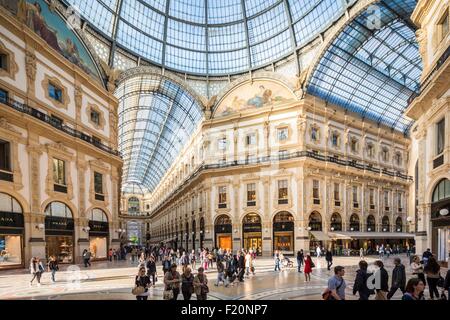 Italien, Lombardei, Mailand, Galerie Vittorio Emmanuel II, Einkaufspassage, erbaut im 19. Jahrhundert von Giuseppe Mengoni Stockfoto