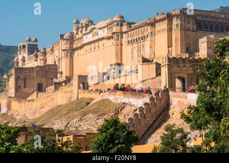 Indien, Bundesstaat Rajasthan, Wallburg von Rajasthan Weltkulturerbe von UNESCO, Jaipur, Amber Fort Stockfoto