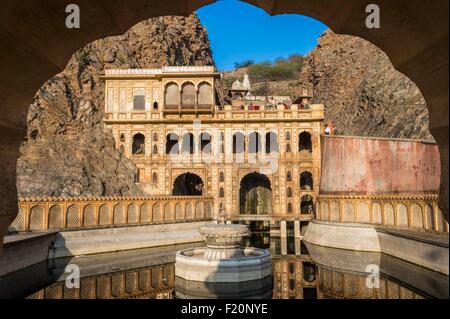 Indien, Rajasthan Zustand, Jaipur, Galta Ji Tempel dem Gott Hanuman gewidmet Stockfoto