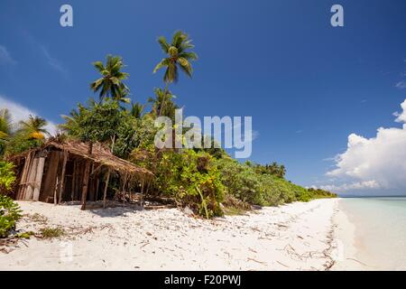 Indonesien, Maluku Provinz, East Seram Koon Island, Fischer Hütte Stockfoto