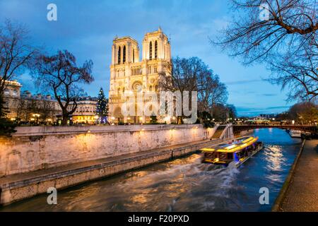 Frankreich, Paris, die Ufer der Seine, Weltkulturerbe der UNESCO, die Kathedrale Notre Dame auf der Ile De La Cite Stockfoto