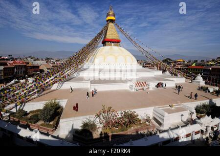 Nepal, Kathmandu-Tal, Bodnath aufgeführt als Weltkulturerbe der UNESCO, Bodnath Stupa, Gesamtansicht (Archiv) Stockfoto